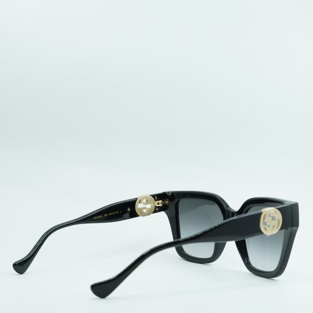 Gucci GG1023S 008 Sunglasses Black Cat Eye Frame, Grey Gradient Lenses - Picture 10 of 11